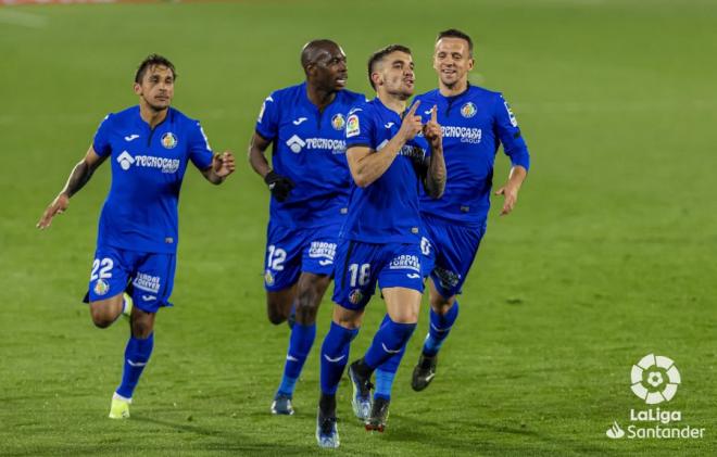 Mauro Arambarri celebra su gol en el Getafe-Valencia CF (Foto: LaLiga).