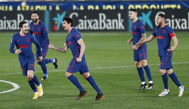 Savic celebra el 0-1 del Atlético ante el Villarreal (Foto. atm9.