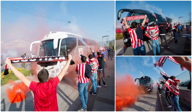 La afición del Athletic despide al equipo antes de viajar a Valencia (Fotos: Athletic Club)