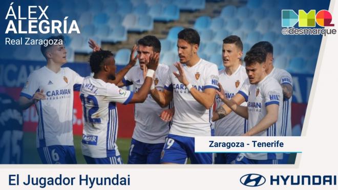 Álex Alegría, Jugador Hyundai del Real Zaragoza-Tenerife.