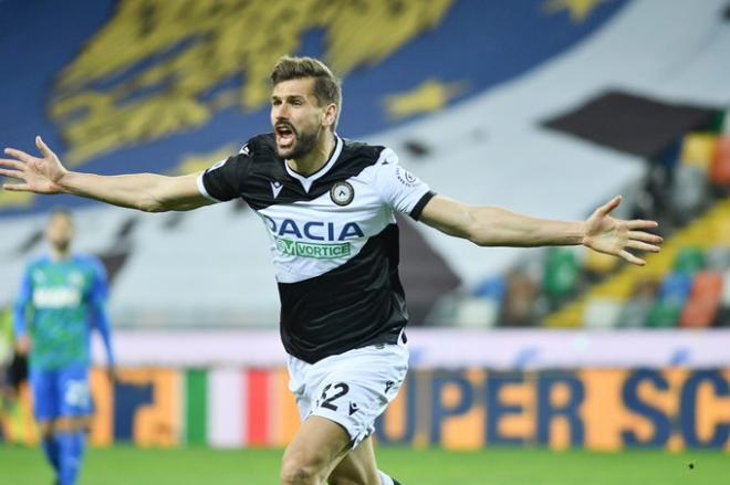 Llorente celebra su primer gol con el Udinese (Foto: Udinese)