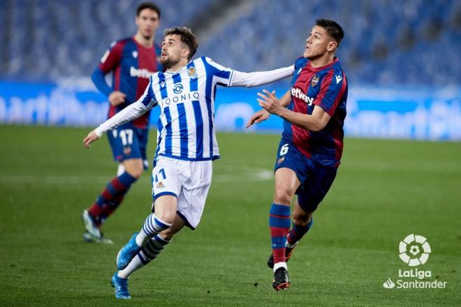 Duarte, en el último Real Sociedad - Levante.