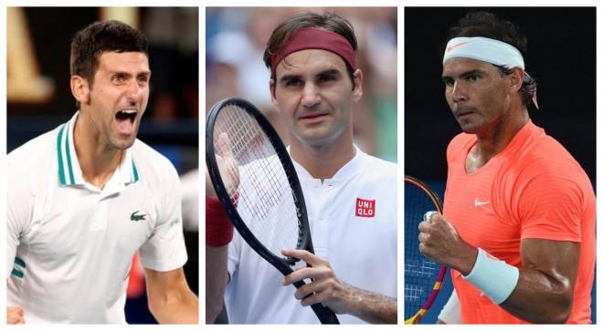Novak Djokovic, Roger Federer y Rafa Nadal.
