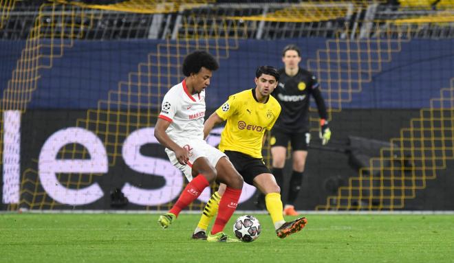 Koundé, en el Borussia Dortmund - Sevilla.(Foto: Cordon Press).