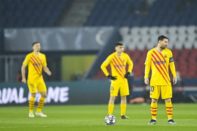 Leo Messi, tras el gol de Mbappé en el PSG-Barcelona (Foto: Cordon Press).