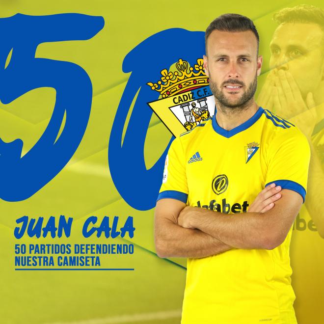 El Cádiz celebra los 50 partidos de Cala en el Cádiz.