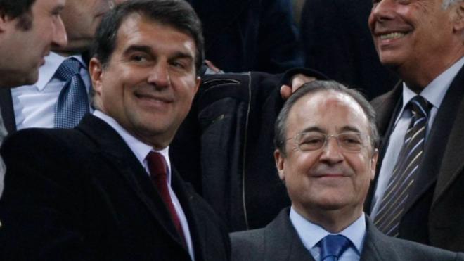 Laporta y Florentino Pérez, presidentes de clubes en la Superliga europea.