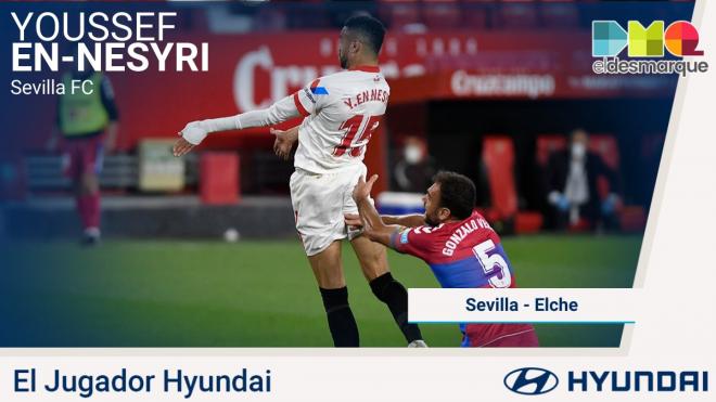 En-Nesyri, jugador Hyundai del Sevilla-Elche.