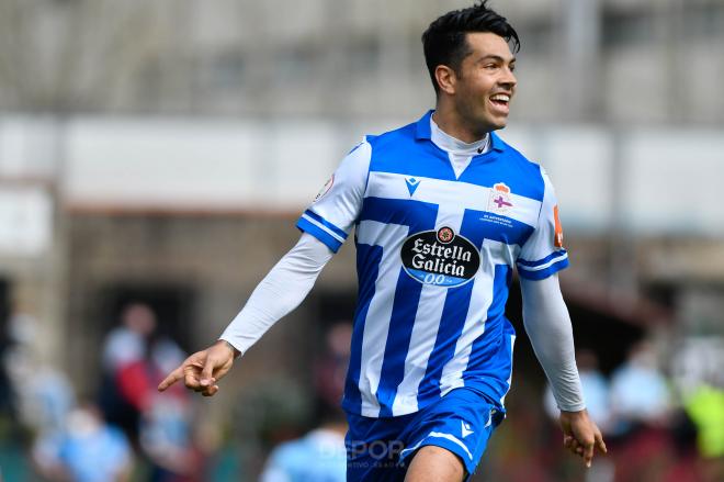 Miku celebra uno de sus goles ante el Celta B en Barreiro (Foto: RCD).