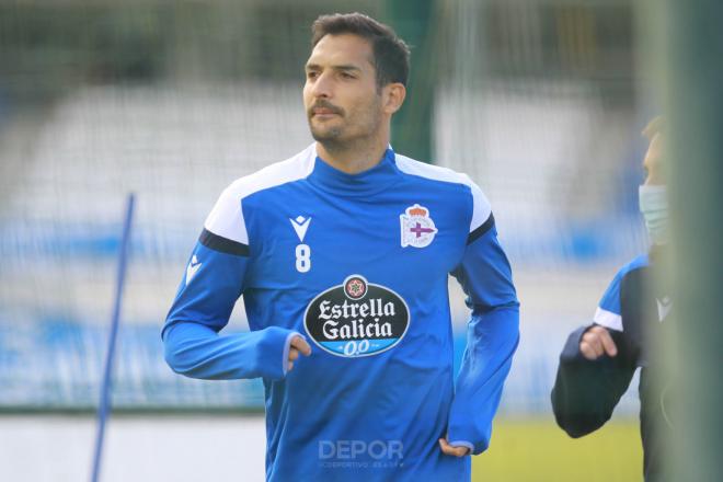 Celso Borges, durante un entrenamiento con el Dépor la pasada temporada (Foto: RCD).