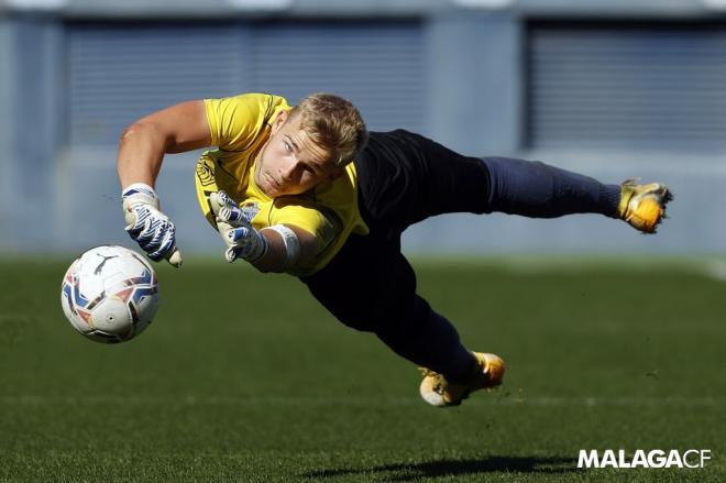 Dani Strindholm, en un entrenamiento (Foto: Málaga CF).