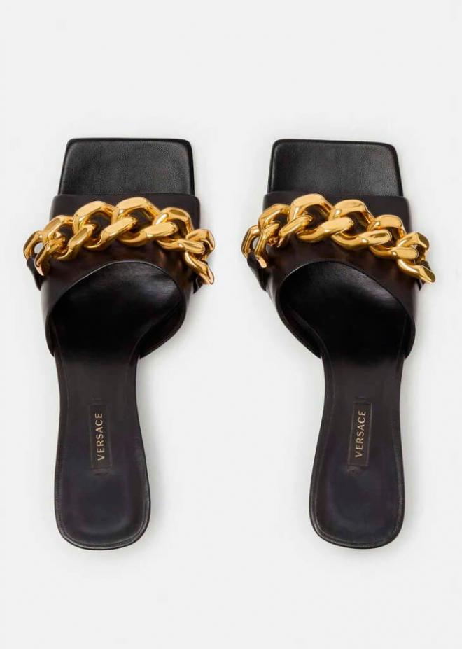 Chain Mules medusa de tacón medio de Versace