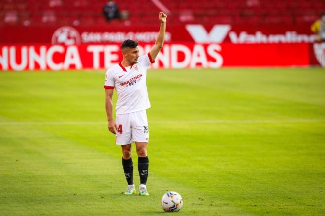 Óscar Rodríguez, jugando con el Sevilla (Foto: Kiko Hurtado).