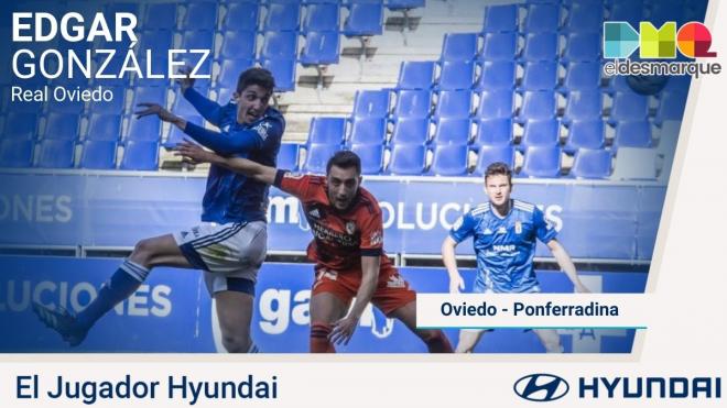 Edgar González, el jugador Hyundai del Real Oviedo-Ponferradina.