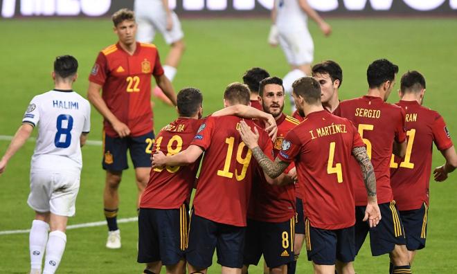 Celebración de uno de los goles ante Kosovo (Foto: Kiko Hurtado).