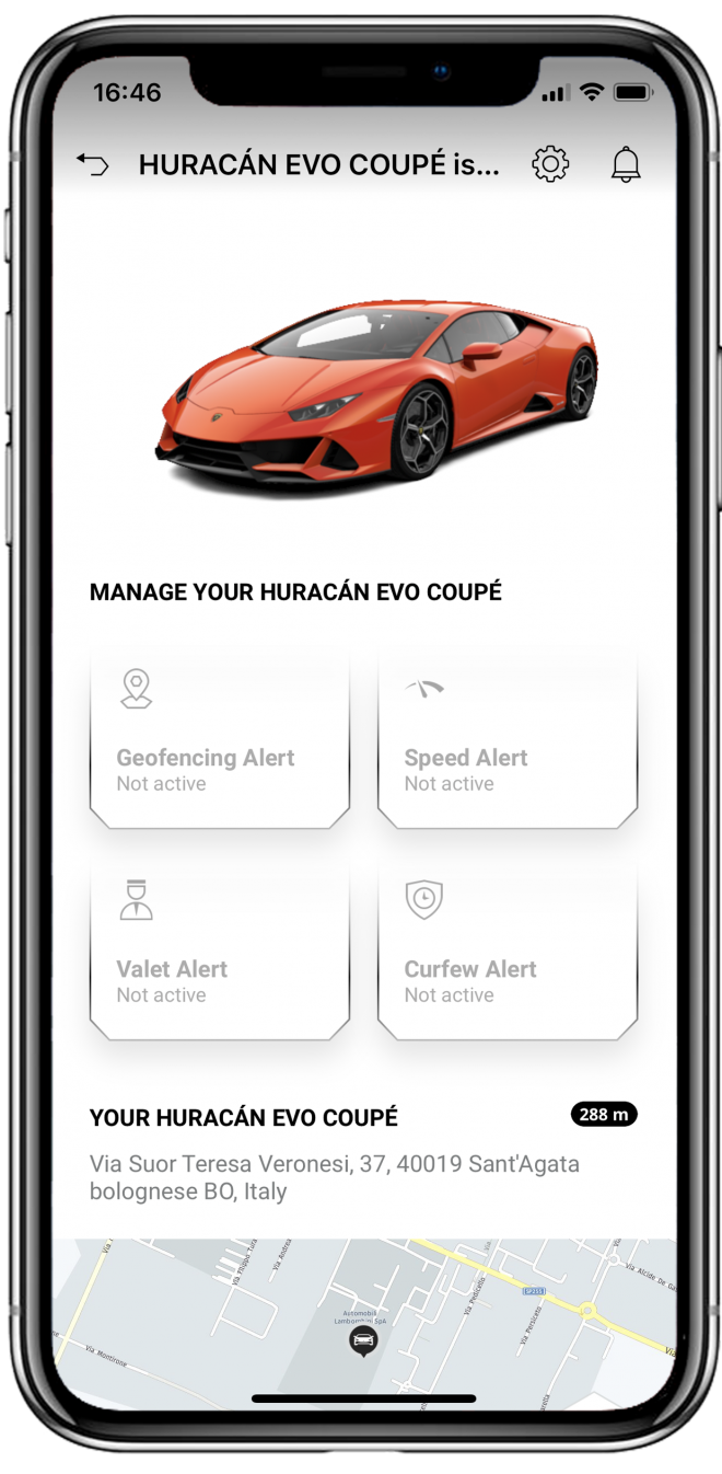 La app para el Lamborghini Huracán EVO.