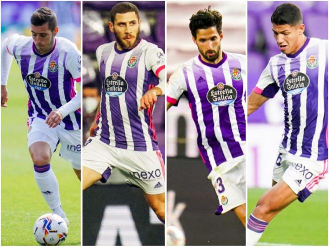 Sergi Guardiola, Shon Weissman, Kenan Kodro y Marcos André, esta temporada (Fotos: Real Valladolid).