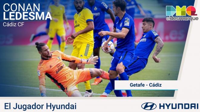 Ledesma, el jugador Hyundai del Getafe-Cádiz.