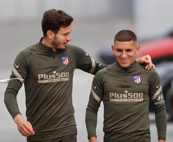 Saúl y Torreira, en un entrenamiento del Atlético de Madrid (Foto: ATM).