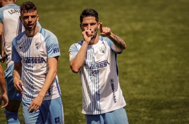 Caye, festejando su gol al Albacete (Foto: LaLiga).
