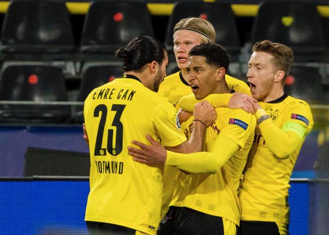 Los jugadores del Dortmund celebran el 1-0 ante el City (Foto:BVB).