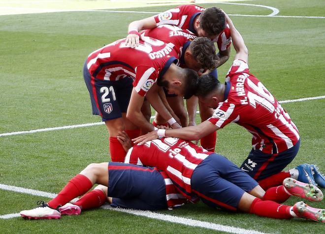 Los jugadores del Atlético de Madrid celebra un gol en el Metropolitano (Foto: ATM).