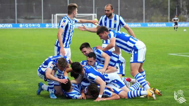 Los jugadores del Sanse celebran un gol ante el CD Tudelano (Foto: Real Sociedad).