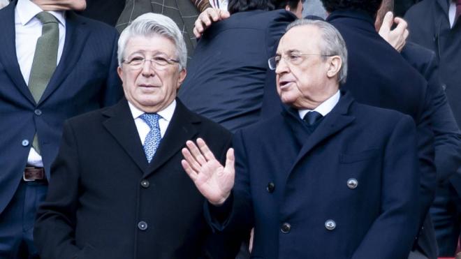 Florentino Pérez, presidente de la Superliga, junto a Enrique Cerezo.