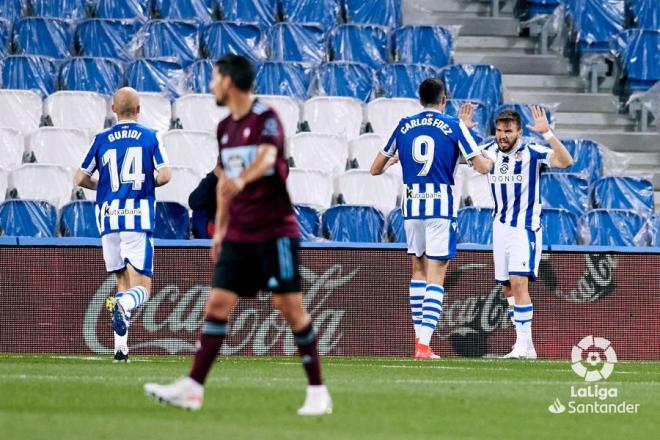 Portu celebra su gol en el Real Sociedad-Celta (Foto: LaLiga).