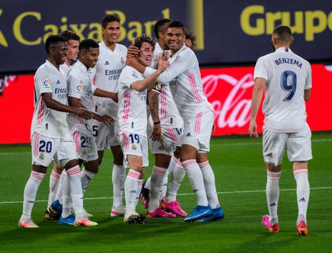 Celebración del Real Madrid en el gol de Odriozola (Foto: Cordon Press).