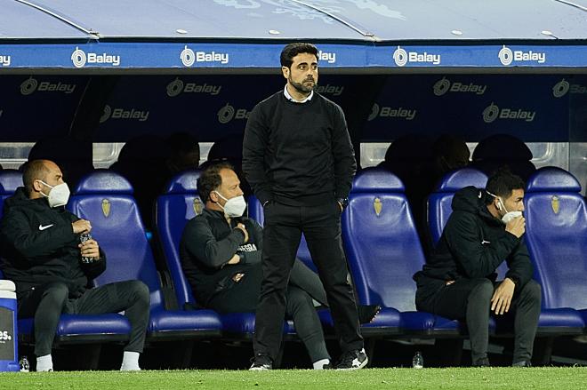 David Gallego, durante el Zaragoza-Sporting (Foto: Daniel Marzo).