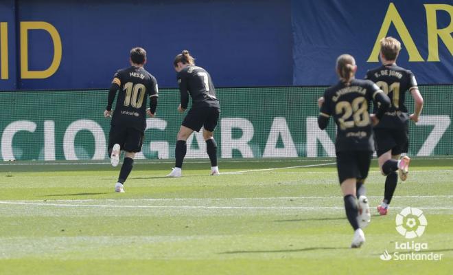 Griezmann celebra uno de sus goles al Villarreal (Foto: LaLiga).