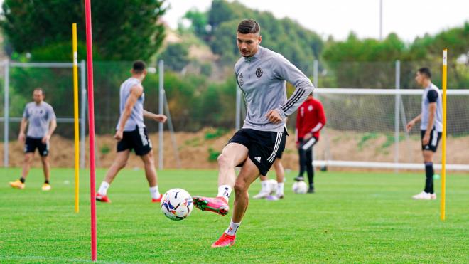 Javi Sánchez, en su vuelta a los entrenamientos (Foto: Real Valladolid).