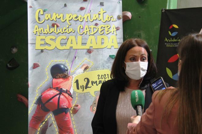 Estela Villalba en la presentación del Campeonato Andaluz de Escalada