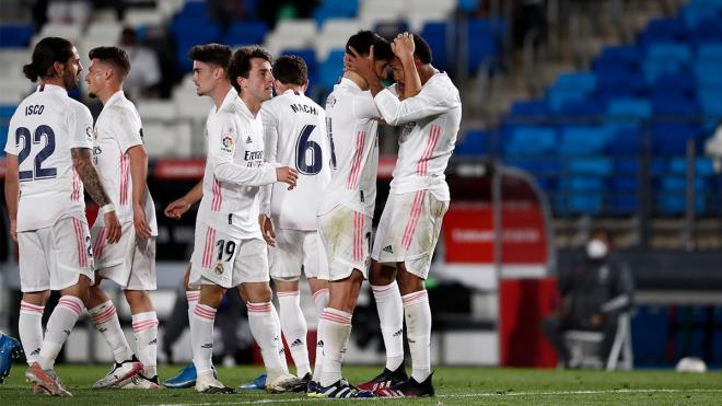Celebración del gol de Militao a Osasuna (Foto: Real Madrid).
