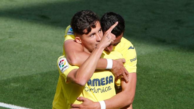 Yeremi Pino celebra su gol con el Villarreal al Getafe.