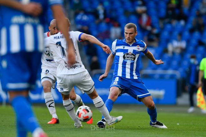 Bergantiños en un lance del juego del Dépor-Langreo (Foto: RCD).