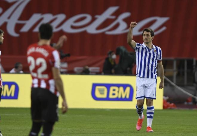 Mikel Oyarzabal celebra su gol en la final de Copa disputada en La Cartuja (Foto: Kiko Hurtado).