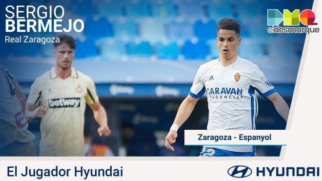 Sergio Bermejo, Jugador Hyundai del Real Zaragoza-Espanyol.