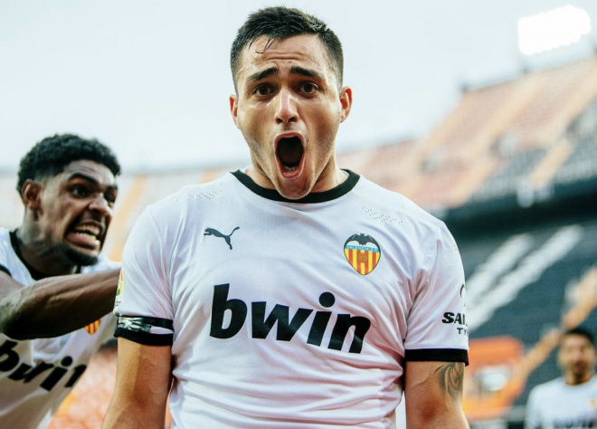 Maxi Gómez celebra su gol (Foto: Valencia CF)