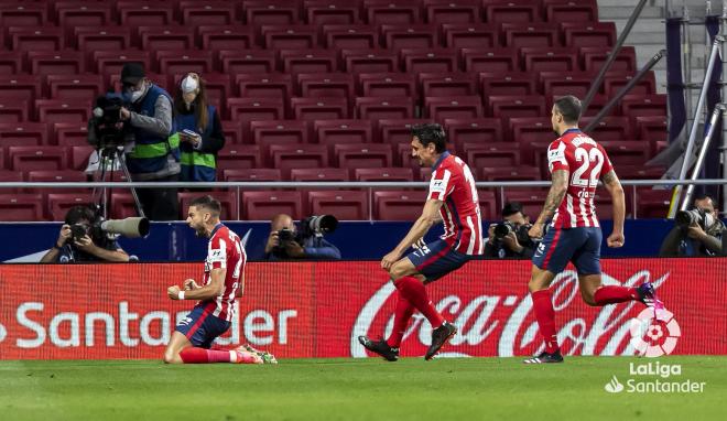 Carrasco celebra su gol ante la Real Sociedad (Foto: LaLiga).