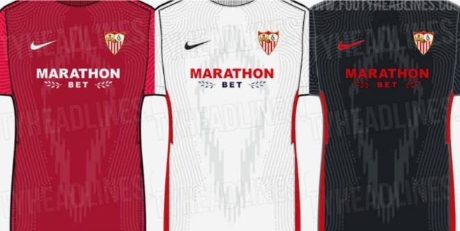 Posibles diseños de la camiseta el Sevilla 2022.