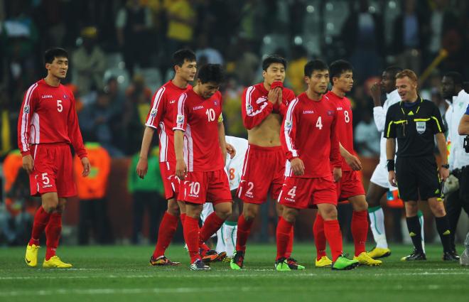 La selección de Corea del Norte, durante el Mundial 2010.