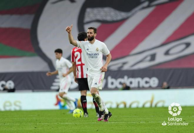 Nacho Fernández celebra su gol en el Athletic-Real Madrid (Foto: LaLiga Santander).