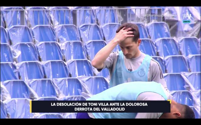 Toni Villa, visiblemente afectado después de la derrota ante la Real.