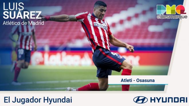 Luis Suárez, Jugador Hyundai del Atlético de Madrid-Osasuna.