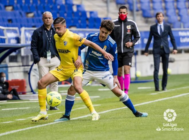 Jimmy, durante el Real Oviedo-Málaga (Foto: LaLiga).