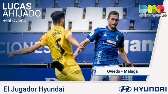 Lucas Ahijado, el jugador Hyundai del Real Oviedo-Málaga.