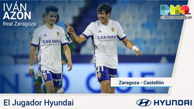 Iván Azón, Jugador Hyundai del Real Zaragoza-Castellón.