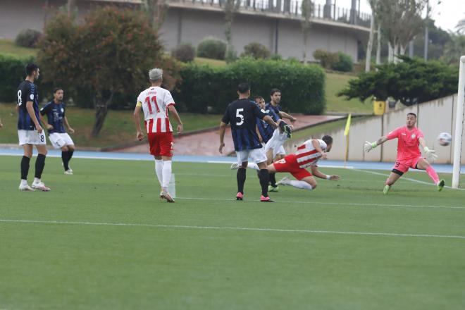 Uno de los goles del Almería en el anexo de los Juegos Mediterráneos (Foto: @AcademiaUDA).